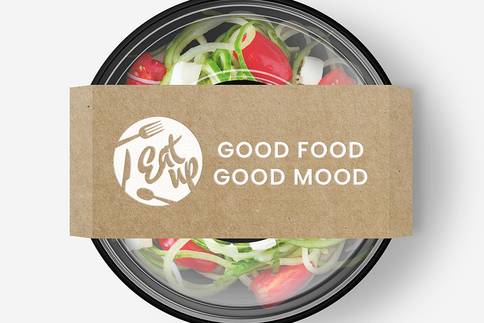 Eat up - logo na opakowaniu z jedzeniem