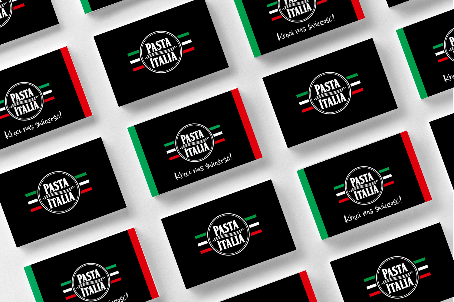 Logo Pasta Italia przedstawione na wizytówkach