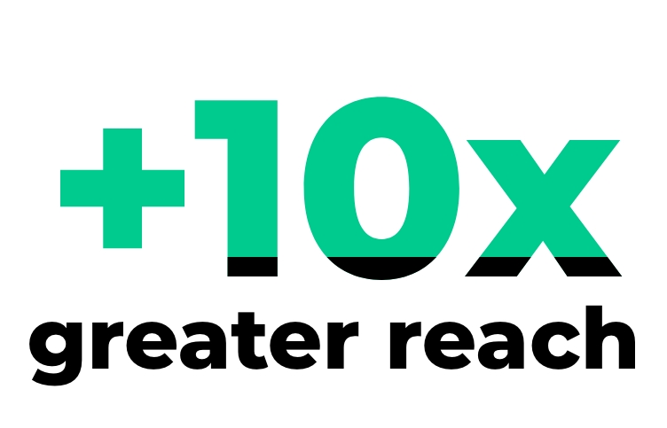 +10x greater reach