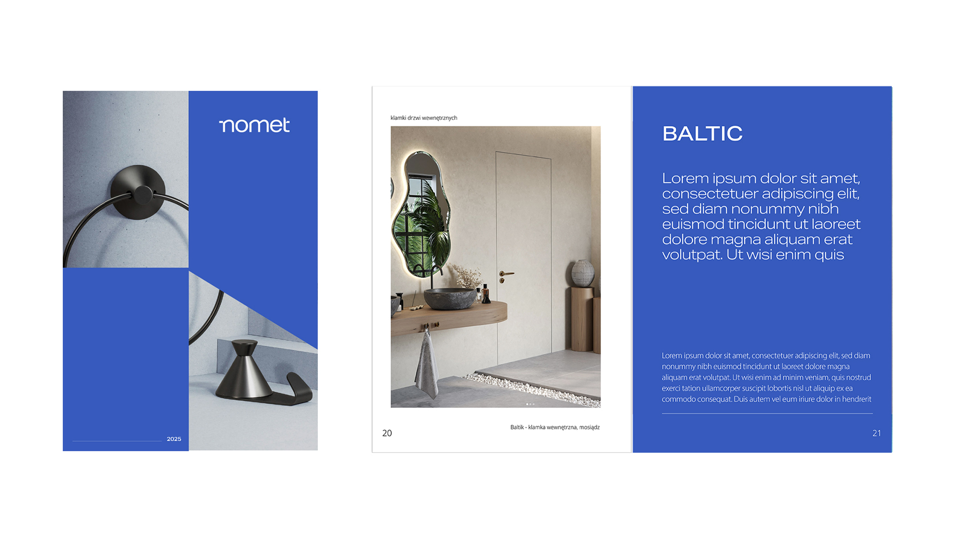 flat lay of a cover and two pages of a BALTIC line catalogue