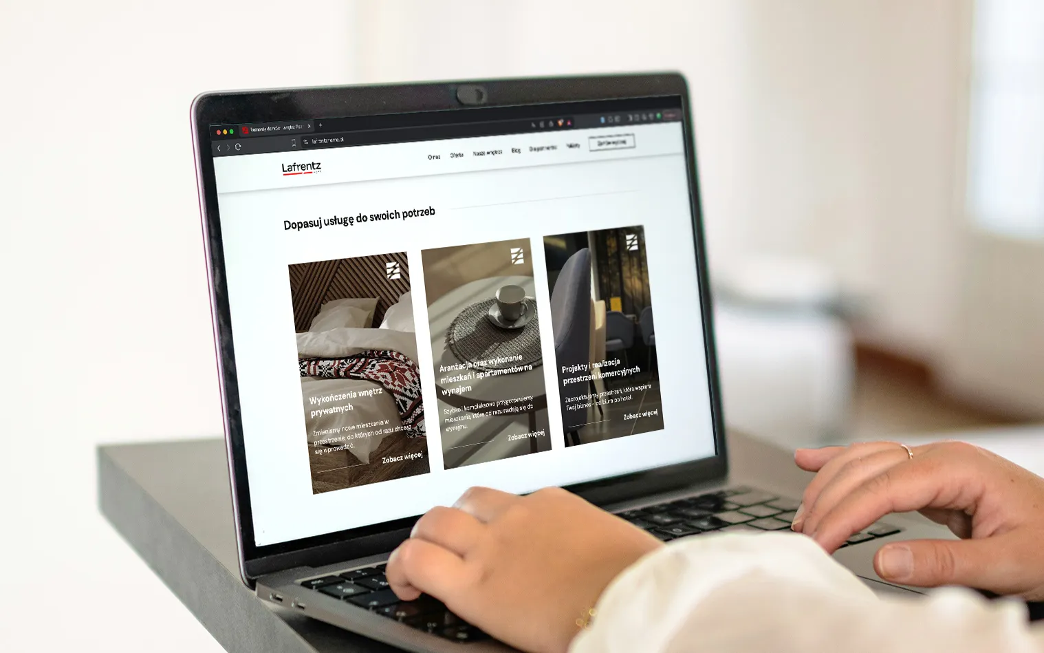 Strona internetowa Lafrentz Home - widok usług na stronie głównej