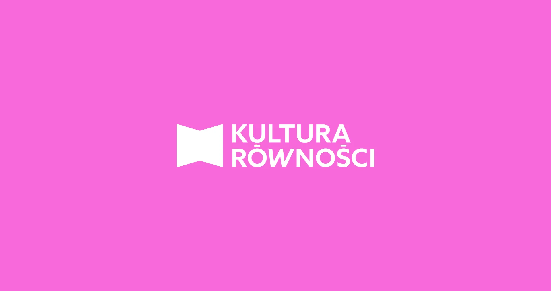Białe logo na różowym tle